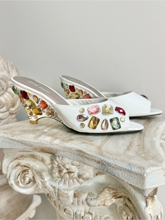 Miu Miu Shoes - VTG Miu Miu Crystal Embellished Kitten Heel Mules EU 36 US 5.5